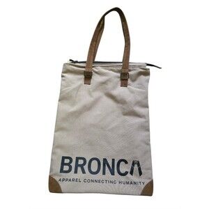 Bronca Tote Canvas Bag White Brown Handles Apparel Connecting Humanity Uruguay